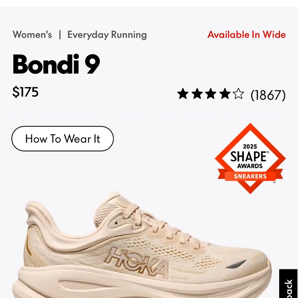 Hoka Bondi 9 Women's Running Sneakers in Sand with Gold Accents